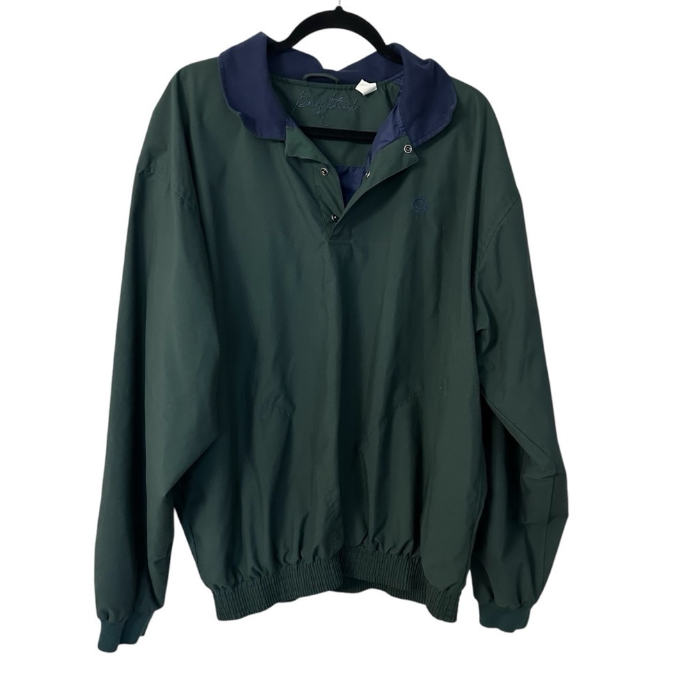 George Strait Men’s 1/4 Button Up Long Sleeve Green & Blue Windbreaker Sz XL GUC